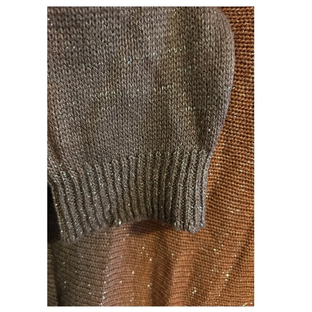 GIGI MODA $141 Argento Dual Toned Sweater Rust Brown Metallic Thread Italy Made - Picture 11 of 16